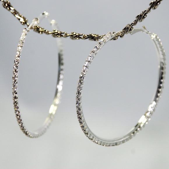Jubilee Clear Crystal Loop Earrings - Picture 5 of 5